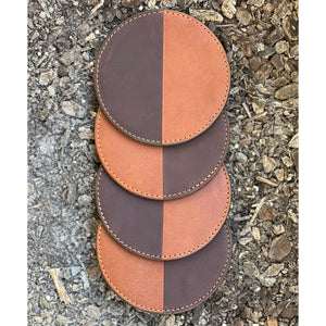LIN8 upcycling leather at 928 at our Melbourne workshop. Leather table coasters. Sustainable practice in recreating leather goods and accessories