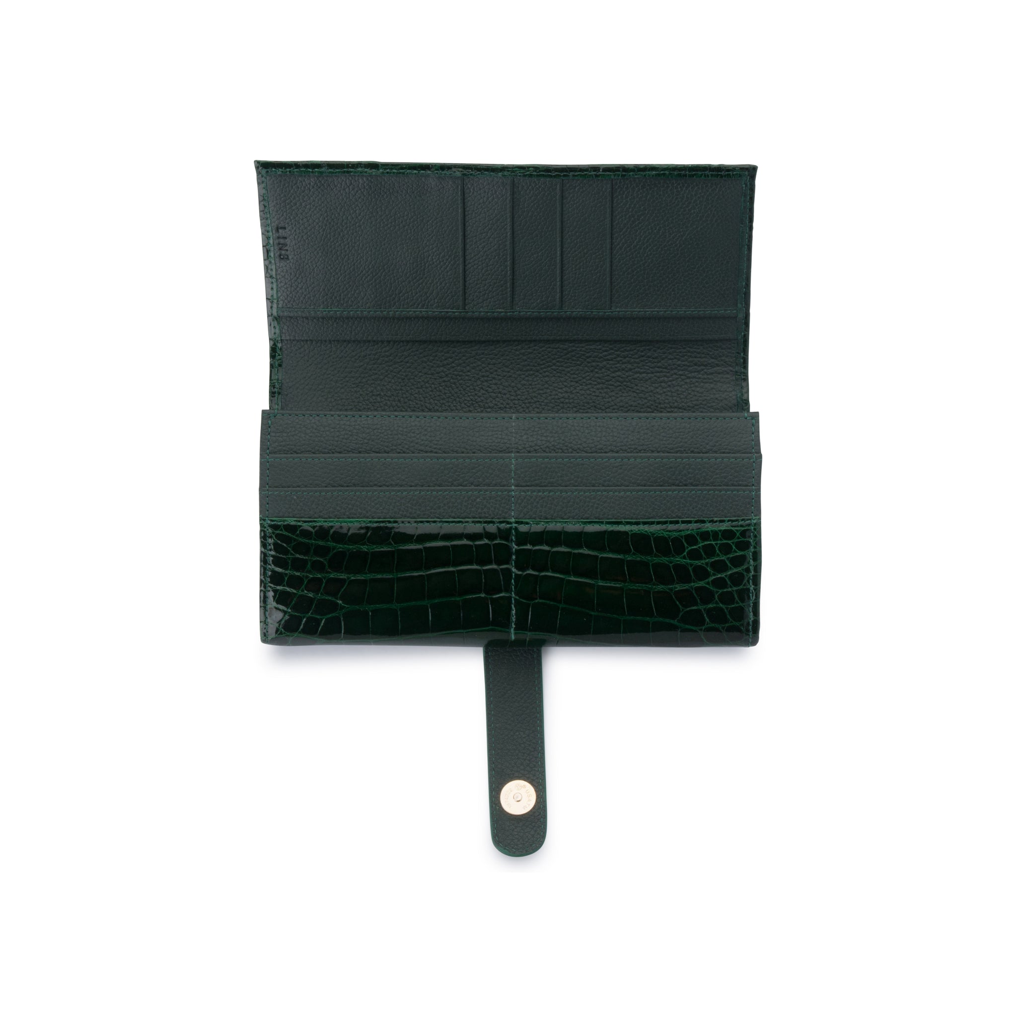 Quinn Zipped Card Holder- Dark Green Croc