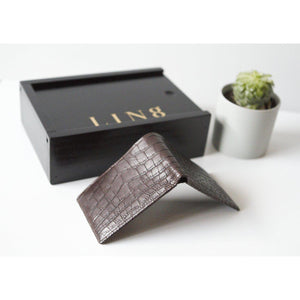 LIN8 genuine luxury exotic crocodile and ostrich leather men's billfold wallet